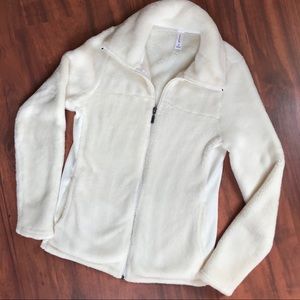 Off-white plush lightweight zip up